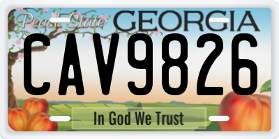 GA license plate CAV9826