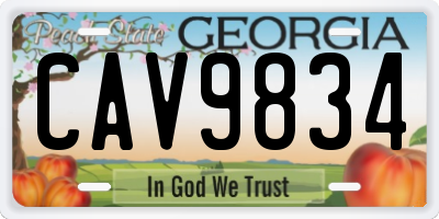 GA license plate CAV9834