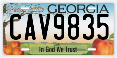 GA license plate CAV9835
