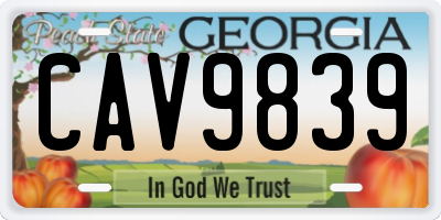 GA license plate CAV9839