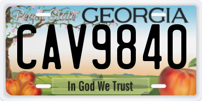 GA license plate CAV9840