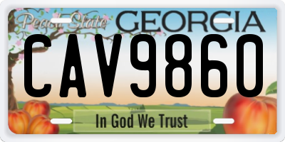GA license plate CAV9860