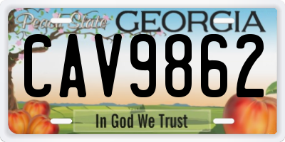 GA license plate CAV9862