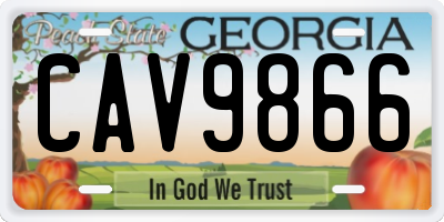 GA license plate CAV9866