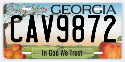 GA license plate CAV9872