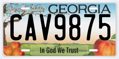 GA license plate CAV9875