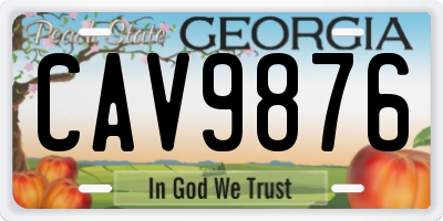 GA license plate CAV9876