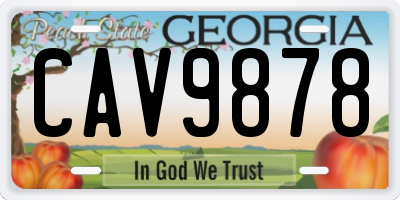 GA license plate CAV9878