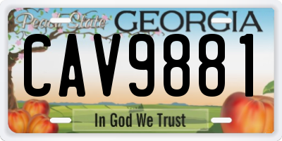 GA license plate CAV9881