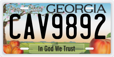 GA license plate CAV9892