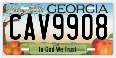 GA license plate CAV9908