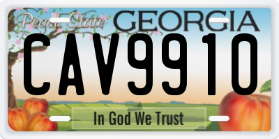 GA license plate CAV9910