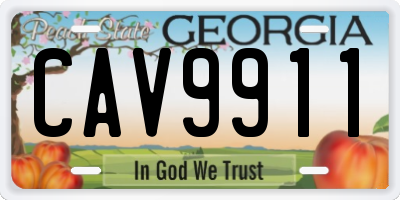 GA license plate CAV9911