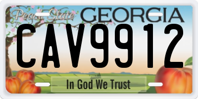 GA license plate CAV9912