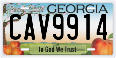 GA license plate CAV9914