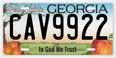 GA license plate CAV9922