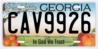 GA license plate CAV9926