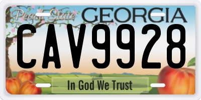 GA license plate CAV9928