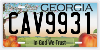 GA license plate CAV9931