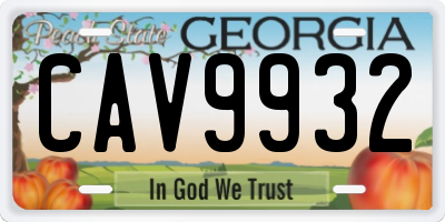 GA license plate CAV9932