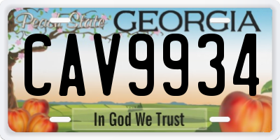 GA license plate CAV9934