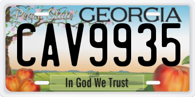 GA license plate CAV9935