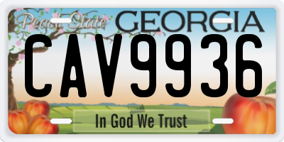 GA license plate CAV9936