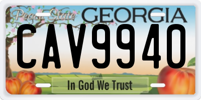 GA license plate CAV9940