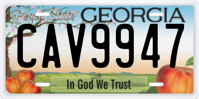 GA license plate CAV9947