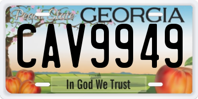 GA license plate CAV9949