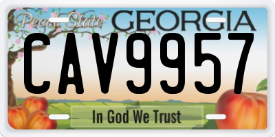 GA license plate CAV9957