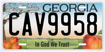 GA license plate CAV9958