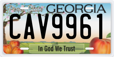 GA license plate CAV9961