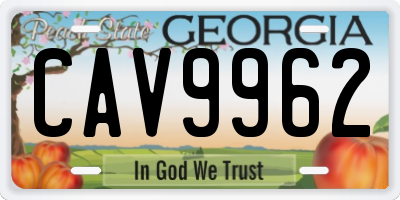 GA license plate CAV9962