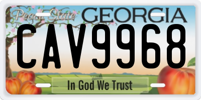 GA license plate CAV9968