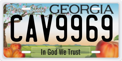 GA license plate CAV9969