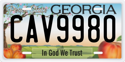 GA license plate CAV9980