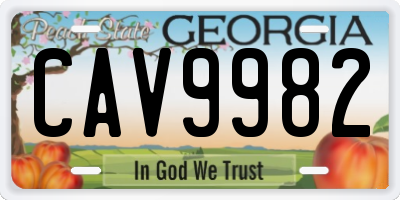 GA license plate CAV9982