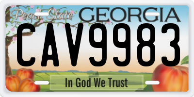 GA license plate CAV9983