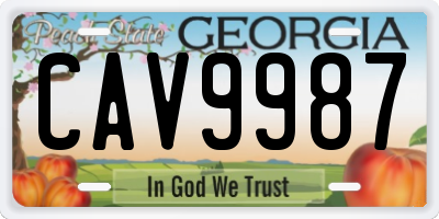 GA license plate CAV9987