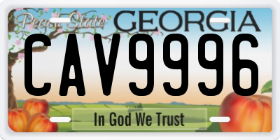 GA license plate CAV9996