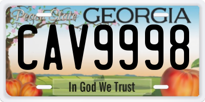 GA license plate CAV9998