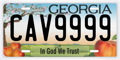 GA license plate CAV9999