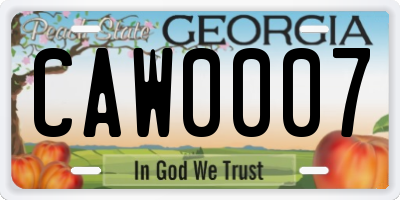 GA license plate CAW0007