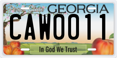 GA license plate CAW0011