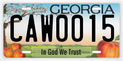 GA license plate CAW0015