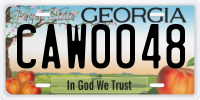 GA license plate CAW0048