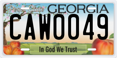 GA license plate CAW0049