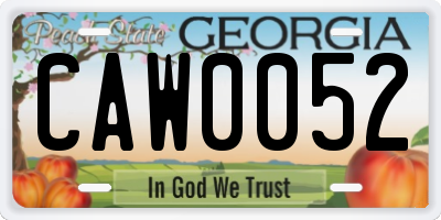 GA license plate CAW0052