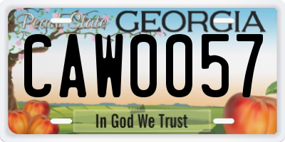 GA license plate CAW0057